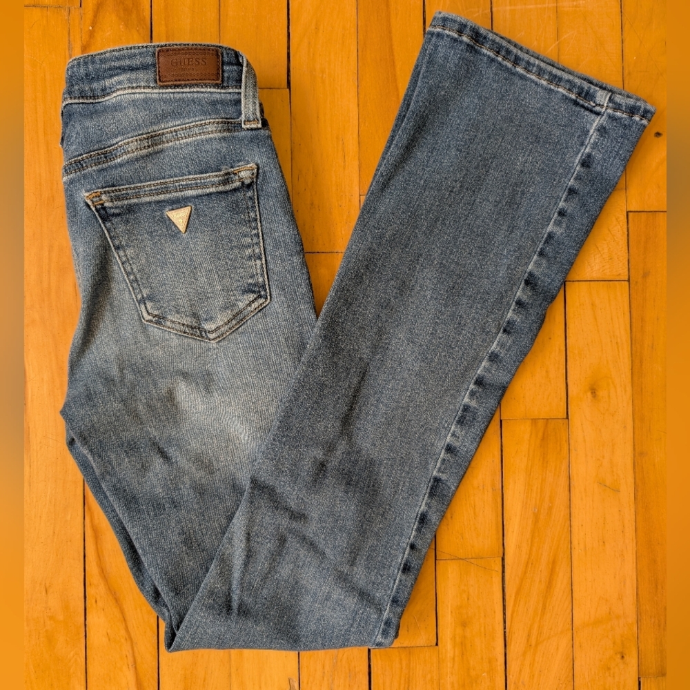 GUESS Women's Boot Cut Jeans in Faded Blue Denim